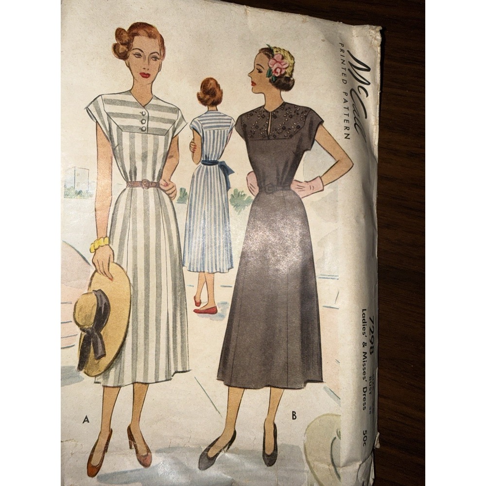 McCalls Vintage1940's Pattern #7298 Misses Dress Size 20